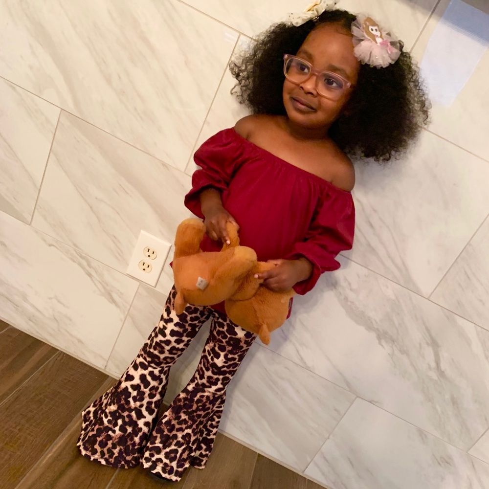 Brand New leopard Flared pants cute off shoulder